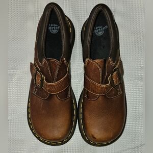 1990's Vintage Dr. Martens Brown Leather Yellow Stitching
